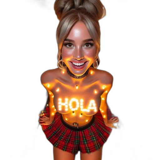 jewelry, cartoon, 3d render, photorealistic, pixel art, neon lights, woman, hola transparent PNG cut-out