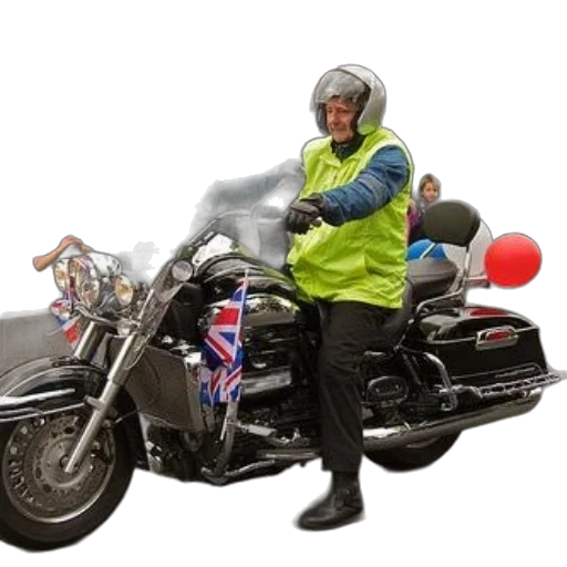 jacket, staff, man, yellow, rides, motorcycle, adorned, union transparent PNG cut-out