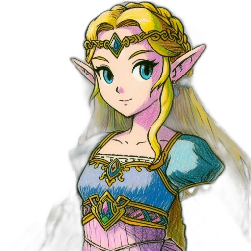 dress, staff, crown, fantasy art, concept art, pixel art, watercolor, pastel transparent PNG cut-out