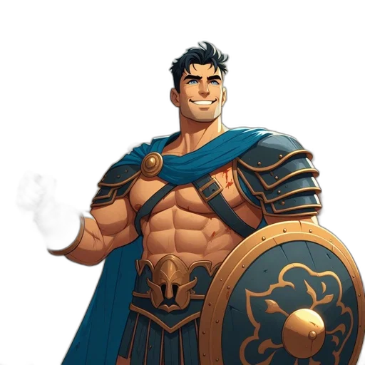 sword, weapon, concept art, fantasy art, comic book art, 3d render, muscular, male transparent PNG cut-out
