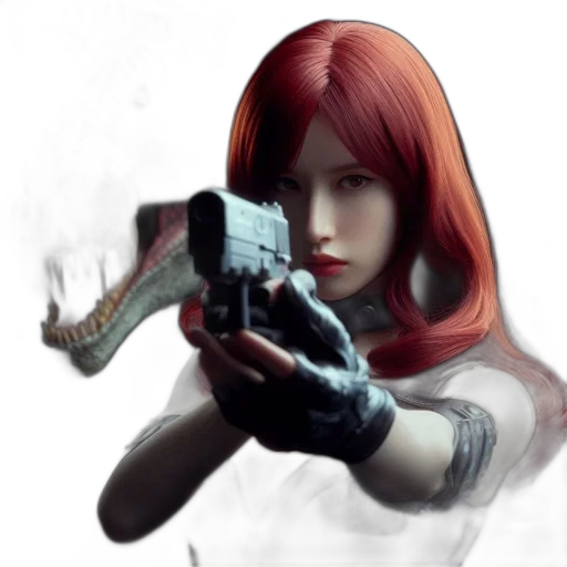 weapon, robot, concept art, fantasy art, photorealistic, comic book art, red, woman transparent PNG cut-out