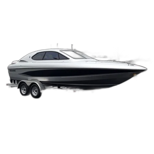 sleek, modern, speedboat, metallic, finish, streamlined, design, parked transparent PNG cut-out