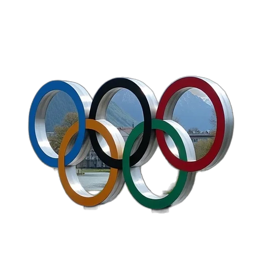 sculpture, olympic, rings, seen transparent PNG cut-out