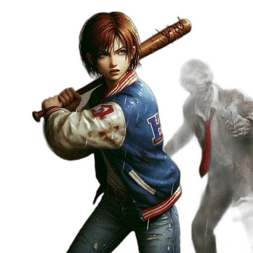 concept art, photorealistic, fantasy art, comic book art, armed, young, woman, defends transparent PNG cut-out