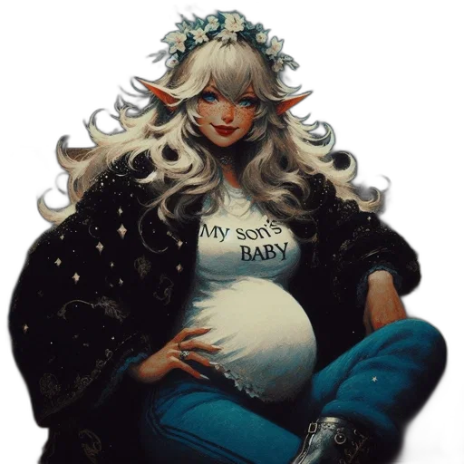 dress, fantasy art, concept art, pixel art, anime, monochrome, elf-like, character transparent PNG cut-out