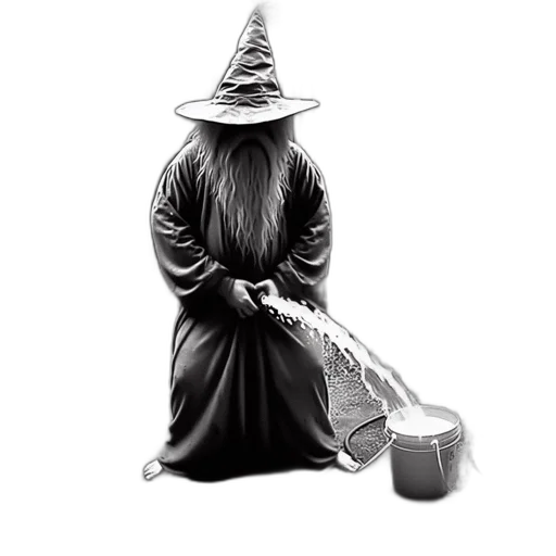 staff, hat, mask, dress, concept art, fantasy art, photorealistic, pixel art transparent PNG cut-out