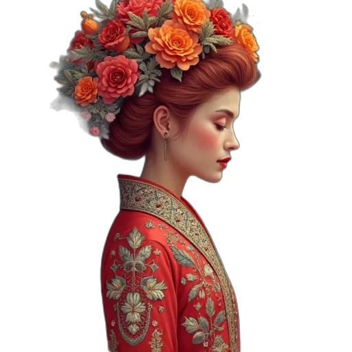 crown, dress, flower, face transparent PNG cut-out
