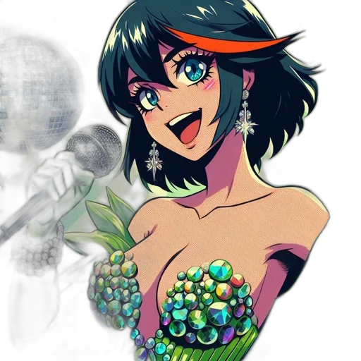 jewelry, flower, concept art, anime, cartoon, pixel art, outer space, green transparent PNG cut-out