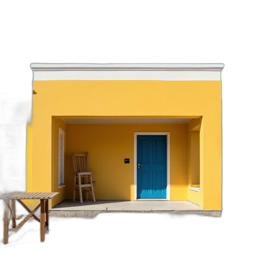 building, furniture, umbrella, staff, 3d render, photorealistic, concept art, pixel art transparent PNG cut-out