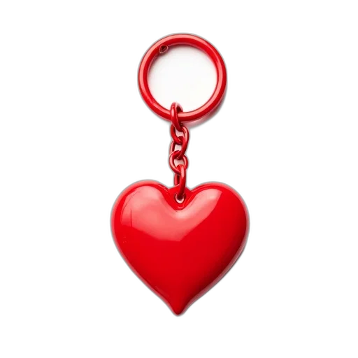 jewelry, staff, red, plastic, keychain, heart-shaped, pendant, circular transparent PNG cut-out