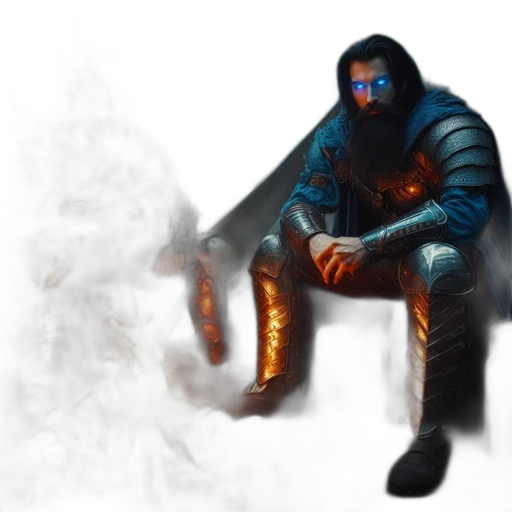 mask, jacket, robot, staff, concept art, fantasy art, cyberpunk, comic book art transparent PNG cut-out