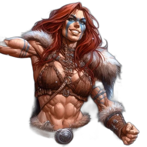 fantasy art, concept art, comic book art, pixel art, fierce, warrior, woman, stands transparent PNG cut-out