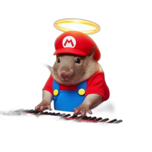 animal, hat, staff, weapon, 3d render, concept art, pixel art, hamster transparent PNG cut-out