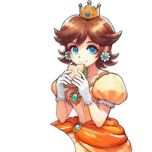 crown, dress, staff, jewelry, pixel art, concept art, watercolor, anime transparent PNG cut-out