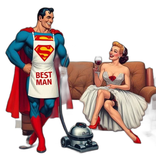 dress, furniture, comic book art, concept art, domestic, setting, superhero, apron transparent PNG cut-out