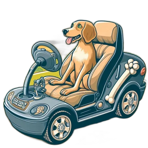 car, animal, photorealistic, concept art, cartoon, cartoonish, golden, retriever transparent PNG cut-out