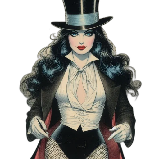 hat, comic book art, concept art, cartoon, fantasy art, dark, woman, wearing transparent PNG cut-out