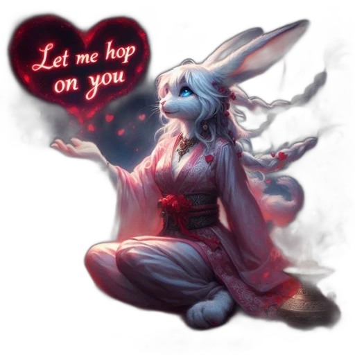 dress, fantasy art, pixel art, anime, concept art, spell-casting, rabbit, character transparent PNG cut-out