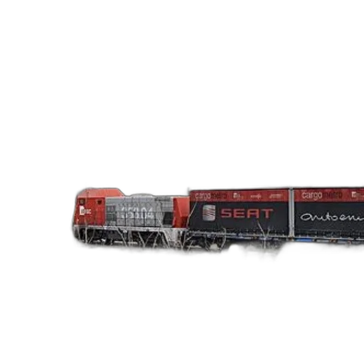 3d render, train, red, black, container, car, says, seat transparent PNG cut-out