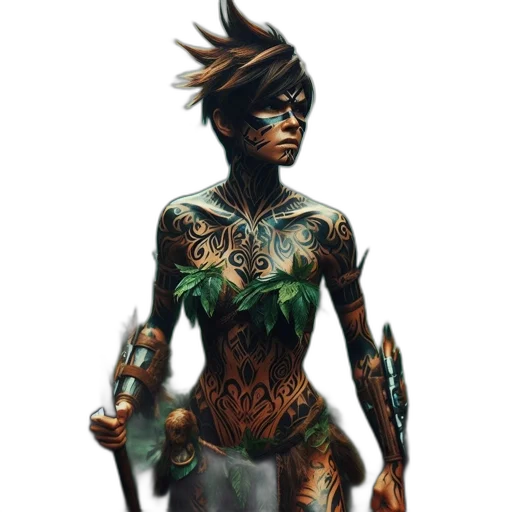 staff, concept art, fantasy art, comic book art, cyberpunk, green, earth tones, dark transparent PNG cut-out