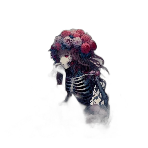 creature, mask, flower, crown, concept art, fantasy art, 3d render, watercolor transparent PNG cut-out