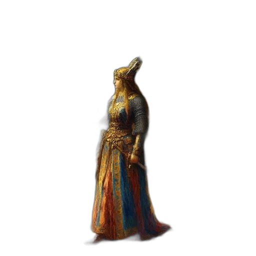 dress, staff, crown, jewelry, 3d render, fantasy art, concept art, oil painting transparent PNG cut-out