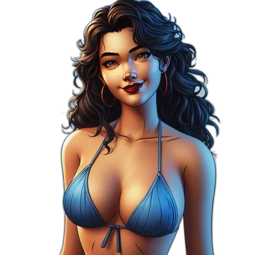 jewelry, dress, comic book art, fantasy art, concept art, photorealistic, blue, illustration transparent PNG cut-out