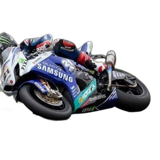 photorealistic, 3d render, concept art, motorcycle, racer, wearing, blue, white transparent PNG cut-out
