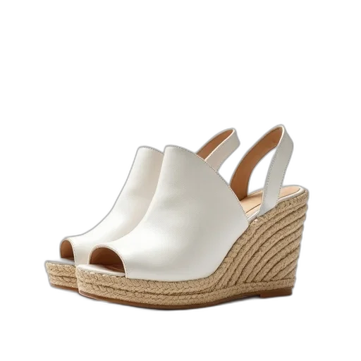 shoes, pair, wedged, white transparent PNG cut-out