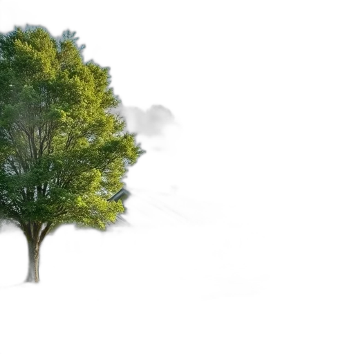 tree, umbrella, crown, hair, 3d render, photorealistic, concept art, fog transparent PNG cut-out