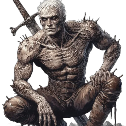 creature, comic book art, concept art, fantasy art, photorealistic, muscular, humanoid, figure transparent PNG cut-out