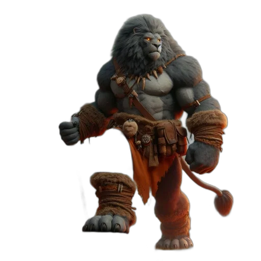 creature, animal, concept art, 3d render, fantasy art, photorealistic, anthropomorphic, lion transparent PNG cut-out
