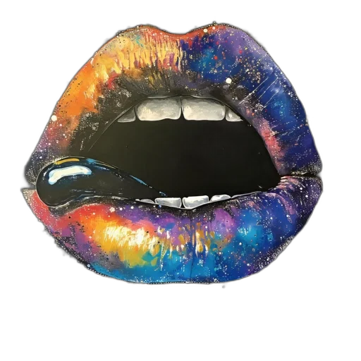 mask, face, watercolor, photorealistic, outer space, colorful, dark, neon transparent PNG cut-out