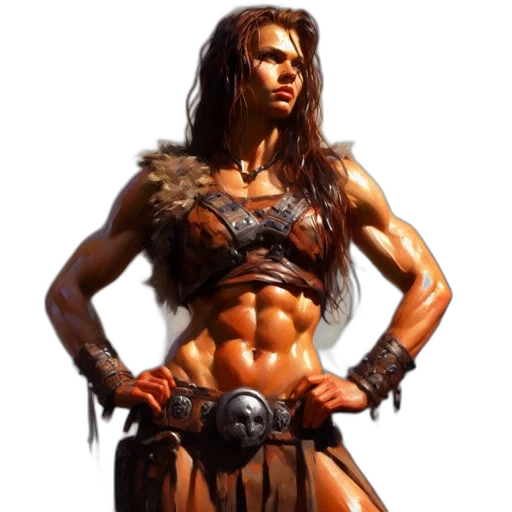 fantasy art, concept art, comic book art, photorealistic, confident, toned, woman, wears transparent PNG cut-out