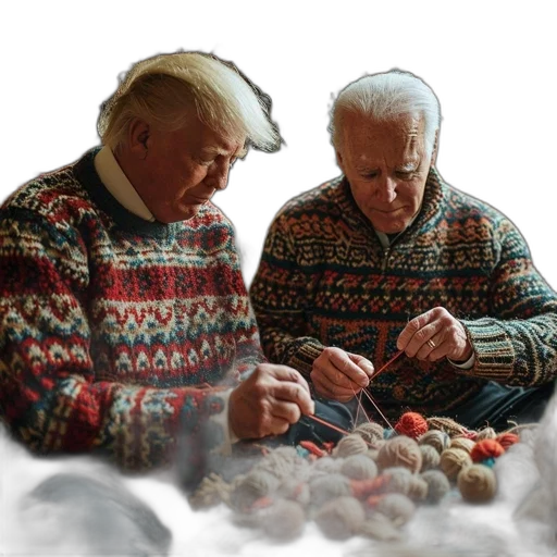 jewelry, photorealistic, snow, two, elderly, men, knit, festively transparent PNG cut-out