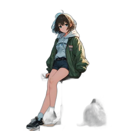 jacket, dress, weapon, creature, concept art, pixel art, anime, watercolor transparent PNG cut-out