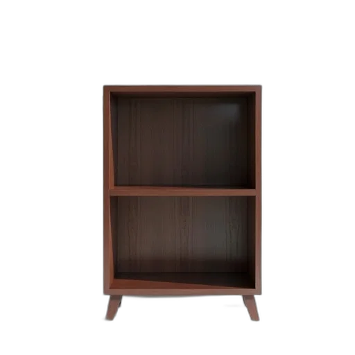 furniture, 3d render, wooden, cabinet, two, shelves, placed, against transparent PNG cut-out