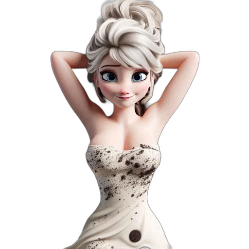 dress, 3d render, cartoon, concept art, photorealistic, animated, girl, silver transparent PNG cut-out