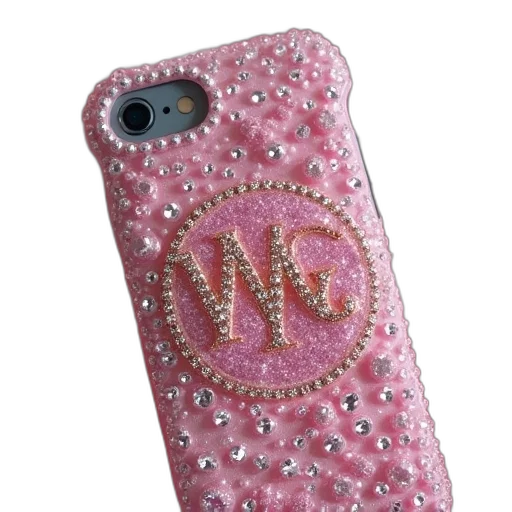 jewelry, monogrammed, pink, crystal transparent PNG cut-out