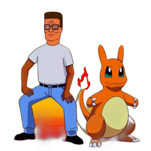 animal, concept art, cartoon, 3d render, pixel art, fire, two, characters transparent PNG cut-out