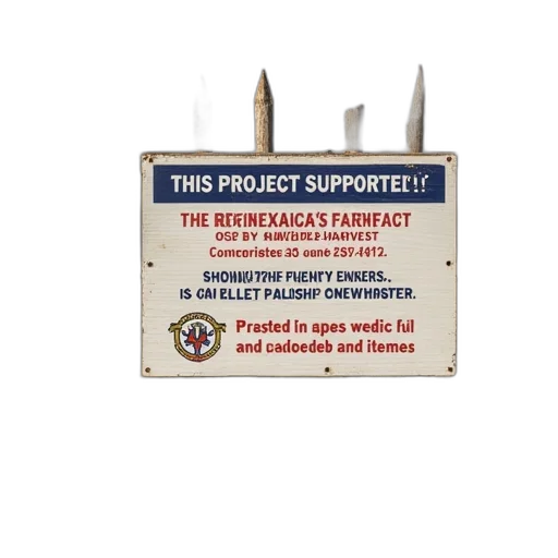 staff, sign, posted, fence, reads, project, supported, american transparent PNG cut-out