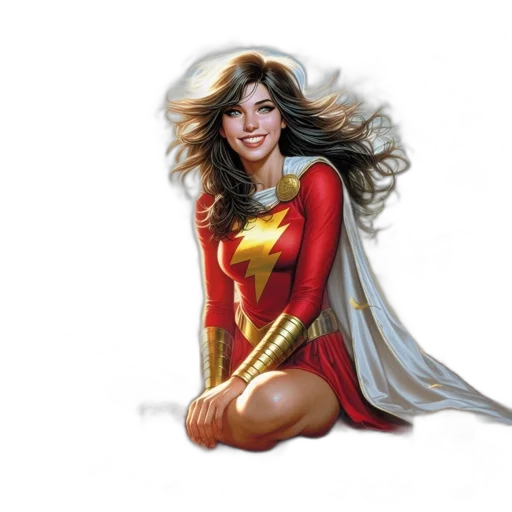 comic book art, concept art, fantasy art, photorealistic, woman, brown, hair, red transparent PNG cut-out