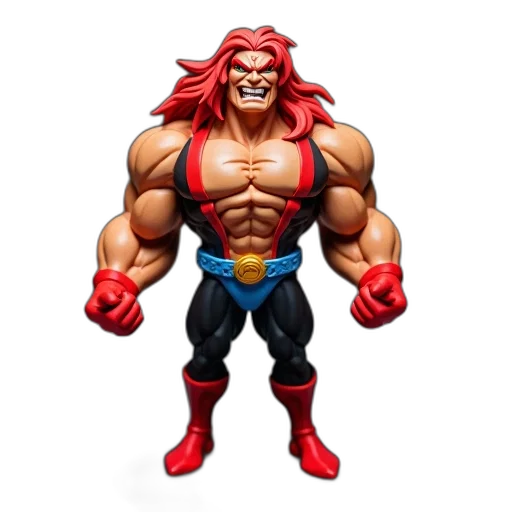3d render, concept art, comic book art, stylized, figurine, muscular, character, red transparent PNG cut-out