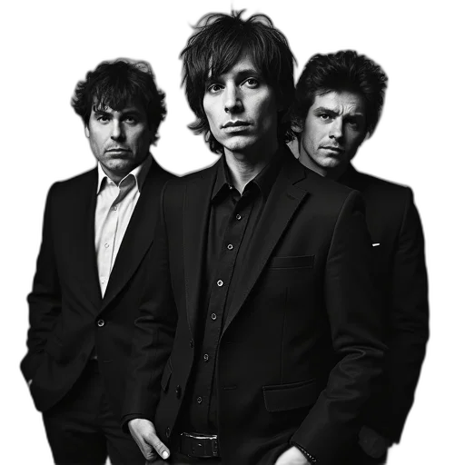 jacket, staff, face, shoes, band, black, white, framed transparent PNG cut-out