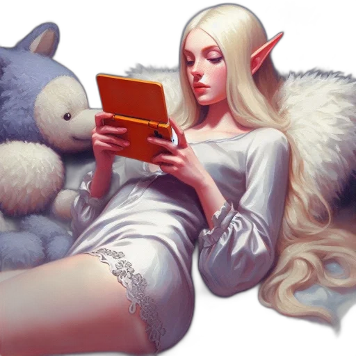 fantasy art, concept art, pixel art, comic book art, elf, woman, blonde, hair transparent PNG cut-out