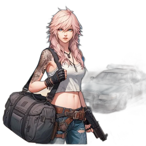 weapon, concept art, fantasy art, anime, cyberpunk, pastel, monochrome, dark transparent PNG cut-out