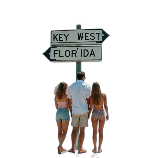 beach, city street, neon lights, three transparent PNG cut-out
