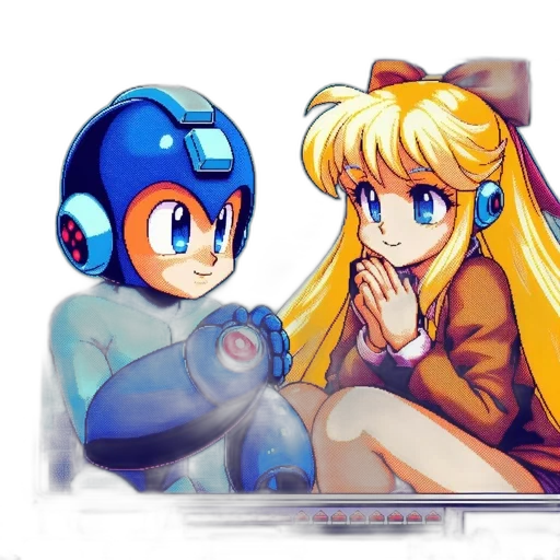 robot, pixel art, anime, concept art, vaporwave, fire, outer space, underwater transparent PNG cut-out