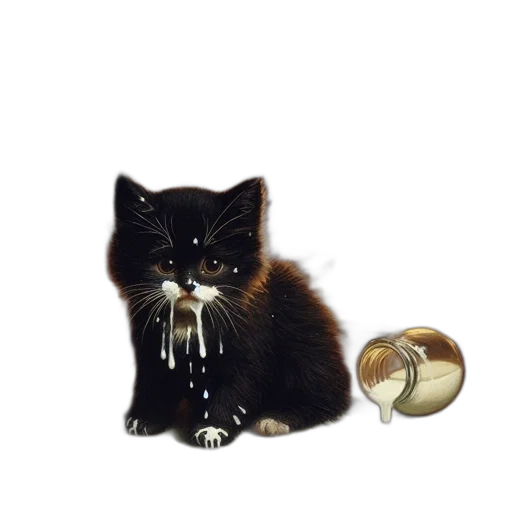 jewelry, animal, staff, creature, photorealistic, 3d render, black, kitten transparent PNG cut-out