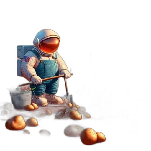 robot, food, 3d render, concept art, pixel art, fantasy art, outer space, underwater transparent PNG cut-out